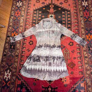 David Cline gray/black/taupe "Storm" button down mini dress/tunic size S